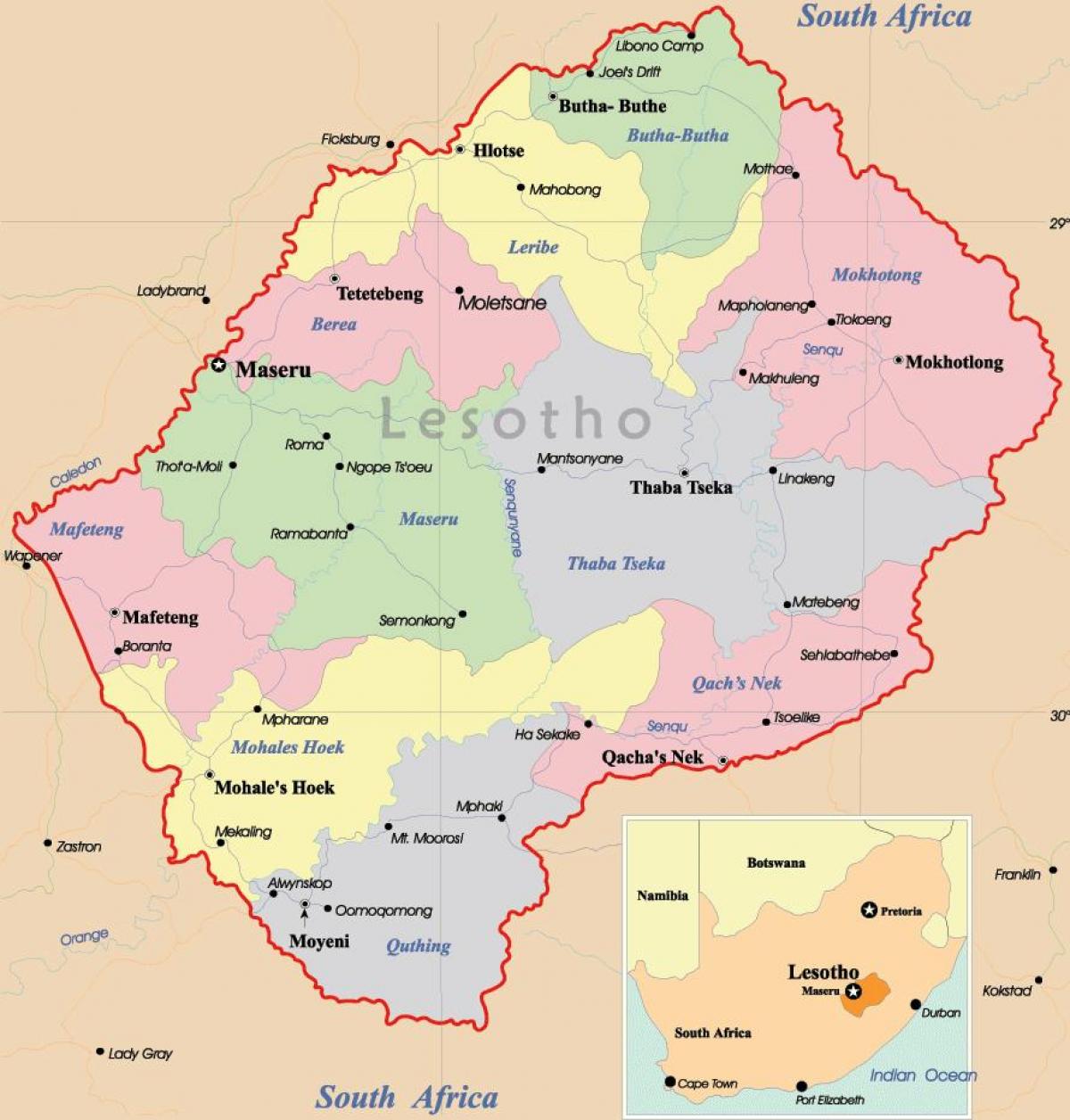 mapa Lesotha