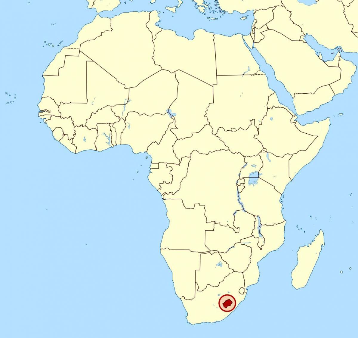 mapa Lesotho na mapě afriky