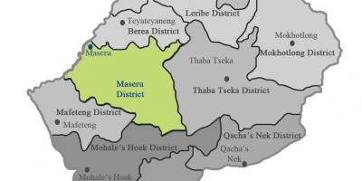 Mapa Lesotho ukazuje okresů